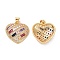 Brass Micro Pave Cubic Zirconia Pendants, Cadmium Free & Lead Free, Heart Charms, Real 18K Gold Plated, 21.5x20x5mm, Hole: 3.5x4mm