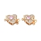 Brass Micro Pave Cubic Zirconia Box Clasps, with Glass, Nickel Free, Heart, 2-Strand, 4-Hole, Real 18K Gold Plated, Pearl Pink, 14x20x9mm, Hole: 1.2~1.4mm