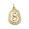 Brass Micro Pave Cubic Zirconia Pendants, Cadmium Free & Nickel Free & Lead Free, with Jump Rings, Real 18K Gold Plated, Letter S, 19x13x2mm, Hole: 3.8mm