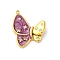 304 Stainless Steel Enamel Pendants, with Rhinestone, Butterfly Charm, PVD Vacuum Plating, Real 18K Gold Plated, Old Rose, 23.5x19.5x4.5mm, Hole: 1.5mm