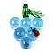 Handmade Lampwork Pendants, Grape & Ladybird, Light Sky Blue, 42~44x32~35x14~16.5mm, Hole: 7~8x6~7mm