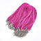Waxed Cord and Organza Ribbon Necklace Making, with Iron Lobster Claw Clasps, Platinum, Deep Pink, 17.6 inch~17.8 inch(45~45.5cm), 7mm
