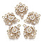 Brass Micro Pave Cubic Zirconia Chandelier Component Link, Long-Lasting Plated, Flower, Light Gold, Clear, 19x14x3mm, Hole: 1.4mm
