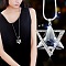 Alloy Crystal Rhinestone and Slate Gray Glass Pendant Long Necklaces, for Women, Silver, Star of David, 35.04 inch(89cm)
