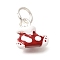 Christmas Theme Brass Enamel Charms, with Jump Ring, Rack Plating, Lead Free & Cadmium Free, Platinum, Shoes, 12x12x7.5mm, Hole: 5.5mm