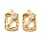 Brass with Glass Pendant, Rectangle with Star Charms, Real 18K Gold Plated, 14.5x9x2mm, Hole: 1.2mm