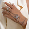 Alloy Curb Chain Bracelets, Spider Charm Bracelet with Plain Open Cuff Rings, Platinum, 6-3/4 inch(17cm)