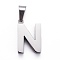 Non-Tarnish 304 Stainless Steel Letter Pendants, Manual Polishing, Alphabet, Stainless Steel Color, Letter.N, 18.5x12x4mm, Hole: 6.5x3.5mm