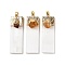 Natural Citrine & Selenite Big Pendants, Rectangle Charms with Golden Tone Stainless Steel Findings, 47~54x15~17x11~12mm, Hole: 4x3mm