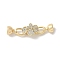 Brass Micro Pave Cubic Zirconia Fold Over Clasps, Cadmium Free & Nickel Free & Lead Free, Flower, Real 18K Gold Plated, 10.5mm