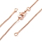 0.9MM Brass Box Chain Necklaces Making, with 304 Stainless Steel Lobster Clasps, Lead Free & Cadmium Free, Long-Lasting Plated, Rack Plating, Rose Gold, 17.56 inch(44.6cm)