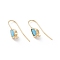Real 18K Gold Plated Brass Earring Hooks, with Cubic Zirconia and Vertical Loops, Teardrop, Cadmium Free & Nickel Free & Lead Free, Turquoise, 24~25mm, Pendant: 11x6mm, Hole: 1.2mm, 20 Gauge, Pin: 0.8mm