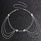Coin Tassel Alloy Curb Chain Multilayer Waist Belly Chains for Women, Platinum, 1170mm