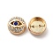 Alloy Bead, with Rhinestone, Flat Round with Eye, Light Gold, 12x6mm, Hole: 1.6mm