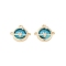 Golden Plated Brass Pendants, with Clear Cubic Zirconia and Glass, Cadmium Free & Lead Free, Planet Charms, Deep Sky Blue, 15x16.5x6mm, Hole: 1.5mm