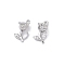 Brass Micro Pave Clear Cubic Zirconia Pendants, Cadmium Free & Nickel Free & Lead Free, Flower Charms, Real Platinum Plated, 9x5x4mm, Hole: 0.8mm