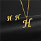 Golden Stainless Steel Initial Letter Jewelry Set, Stud Earrings & Pendant Necklaces, Letter H, No Size