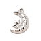 Tarnish Resistant 304 Stainless Steel Pendant Rhinestone Settings, Moon with Star, Stainless Steel Color, Fit For 1.2mm Rhinestone, 16x10.5x3mm, Hole: 1.2mm