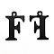 304 Stainless Steel Alphabet Charms, Electrophoresis Black, Letter.F, 12x8x1mm, Hole: 1mm