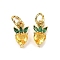 Brass Micro Pave Cubic Zirconia Charms, with Jump Rings, Long-Lasting Plated, Strawberry, Gold, 12x6x3.5mm, Hole: 3mm