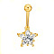 Clear Cubic Zirconia Belly Button Rings, Stainless Steel Piercing Navel Rings, Curved Barbell Body Jewelry for Women, Golden, Star, 8~13mm, Bar: 10x1.5mm