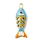 Rack Plating Brass Pendants, with Cubic Zirconia and Enamel, Fish Charms, Long-Lasting Plated, Lead Free & Cadmium Free, Light Sky Blue, 26.5x8x6mm, Hole: 2.5x1.5mm