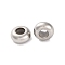 202 Stainless Steel Beads, with Rubber Inside, Slider Beads, Rondelle, Stainless Steel Color, 7x3.5mm, Hole: 2mm