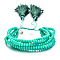 Faceted Glass Braided Bead Bracelets, Adjustable Tassel Woven Multi-strand Bracelets for Women, Turquoise