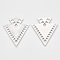 Brass Pendants, Etched Metal Embellishments, Triangle, Platinum, 45x38x0.3mm, Hole: 1.6mm