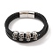 Braided Microfiber Leather Multi-strand Bracelets, Viking 304 Stainless Steel Skull Bracelets for Men, Antique Silver & Stainless Steel Color, 8-1/2x7/8 inch(21.5x2.3cm)