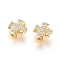 Brass Micro Pave Cubic Zirconia Slide Charms, Long-Lasting Plated, Cross, for Religion, Clear, Real 18K Gold Plated, 11.5x11.5x6mm, Hole: 2mm