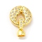 Rack Plating Brass Micro Pave Clear Cubic Zirconia Fold Over Clover Clasps, Long-Lasting Plated, Ring, Real 18K Gold Plated, Round: 15x4mm, Hole: 2mm, Clasp: 12x6.5x5.5mm, Inner Diameter: 4mm