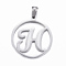 Non-Tarnish 304 Stainless Steel Pendants, Flat Round with Letter.H, Stainless Steel Color, 28x25x1.2mm, Hole: 6x3mm