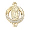 Rack Plating Brass Micro Pave Clear Cubic Zirconia Religion Virgin Mary Connector Charms, Long-Lasting Plated, Lead Free & Cadmium Free, Real 18K Gold Plated, 17.5x12.5x2.2mm, Hole: 1.6mm