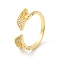 Clear Cubic Zirconia Wings Open Cuff Rings, Cadmium Free & Lead Free, Brass Jewelry for Women, Real 16K Gold Plated, Inner Diameter: 17mm