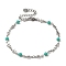 Brass Star Link Chain Bracelets, with Glass Beads, Platinum, 9-7/8 inch(25.1cm)