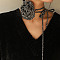 Leopard Print Pattern Fabric Rose Tie Choker Necklaces for Women, Adjustable Jewelry for Birthday Wedding Party, Black, 56.69~56.89inch(144~144.5cm), 6mm