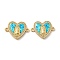 Rack Plating Brass Micro Pave Clear Cubic Zirconia Connector Charms, Heart Links with Synthetic Opal, Lead Free & Cadmium Free, Long-Lasting Plated, Real 18K Gold Plated, 18x23.5x3.4mm, Hole: 1.8mm