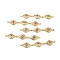 Brass Micro Pave Clear Cubic Zirconia Connector Charms, with Enamel, 3 Evil Eye Links, Real 18K Gold Plated, Cadmium Free & Nickel Free & Lead Free, Red, 63x10x3.8mm, Hole: 1.4mm