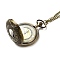 Alloy Glass Pendant Pocket Necklace, Electronic Watches, with Iron Chains and Lobster Claw Clasps, Flat Round, Antique Bronze, 30.70~32.28 inch(78~82cm), watches: 60x47x15mm