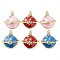 Brass Micro Pave Clear Cubic Zirconia Pendants, with Enamel, Real 18K Gold Plated, Planet Charm, Mixed Color, 23.5x21x6.5mm, Hole: 1.8mm