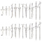 24Pcs 12 Style Rack Plating Alloy Pendants, Knife/Sword/Dagger/Three Teeth Fork, Platinum, 29~70x8~13x2~5mm, Hole: 1.5~2mm, 2pcs/style