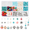 DIY Ocean Theme Jewelry Making Finding Kit, Including Synthetic Turquoise & Natural Shell Beads, Alloy Pendants, Mixed Color, 6~23x6~15x1.5~8mm, Hole: 1~2mm