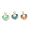 Brass Enamel Pendants, Shell Shape Charms with ABS Imitation Pearl Beads and Jump Rings, Rack Plating, Cadmium Free & Lead Free, Long-Lasting Plated, Real 18K Gold Plated, Mixed Color, 16.5x14.5x6.5mm, Hole: 3.5mm