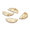 Ion Plating(IP) 304 Stainless Steel Pendants, Manual Polishing, Textured, Half Round, Real 24K Gold Plated, 12.5x25.5x1.5mm, Hole: 1mm
