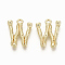 Alloy Pendants, Cadmium Free & Nickel Free & Lead Free, Bamboo Initial Letter, Real 18K Gold Plated, Letter.W, W:16.5x13x3mm, Hole: 1.5mm