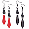 2 Pair 2 Color Glass Skull with Bullet Dangle Earrings, Electrophoresis Black Alloy Long Drop Earrings for Women, Mixed Color, 70~80mm, Pin: 0.6mm, 1 Pair/color
