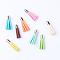 Faux Suede Tassel Pendant Decorations, with Brass Cord Ends, Platinum, Mixed Color, 33~34x7mm, Hole: 2mm