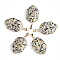 Natural Dalmatian Jasper Pendants, with Brass Findings, Faceted, Shield, Golden, 36x22.5x6mm, Hole: 8x4.5mm