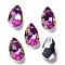 Faceted Teardrop Glass Pendants, Magenta, 16x9x5mm, Hole: 1mm
